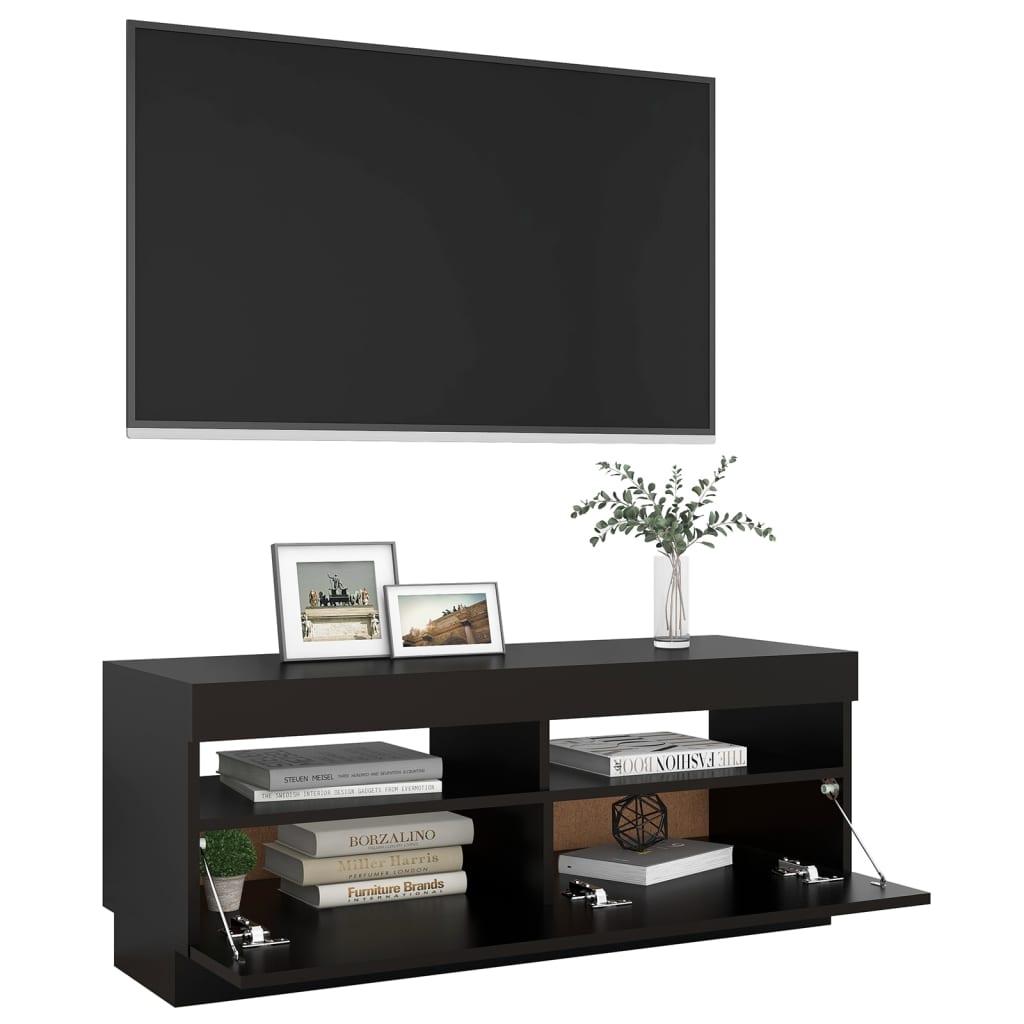 TV Cabinet with LED Lights Black 100x35x40 cm