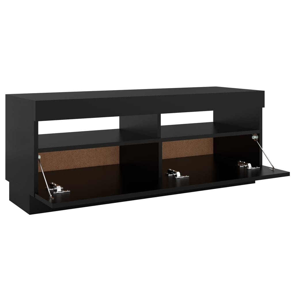 TV Cabinet with LED Lights Black 100x35x40 cm