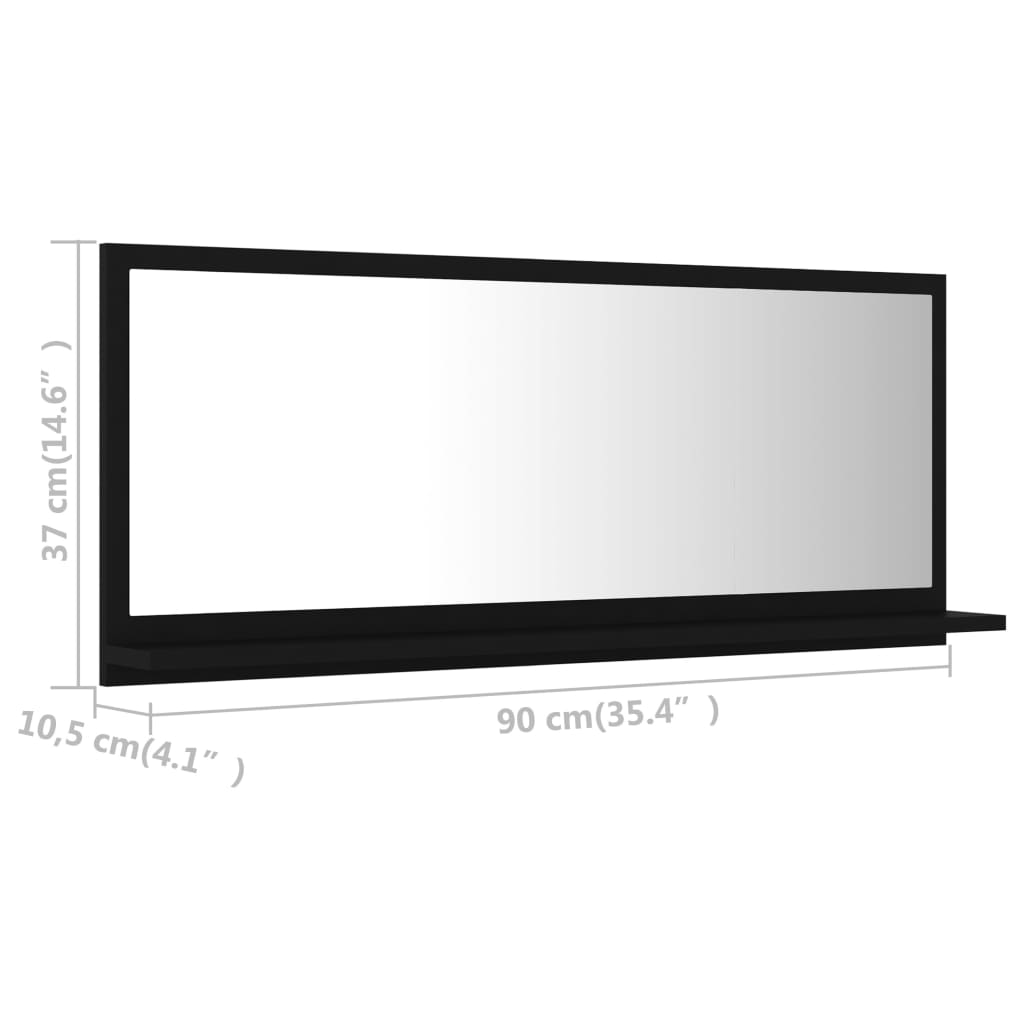 Bathroom Mirror Black 90x10.5x37 cm Engineered Wood