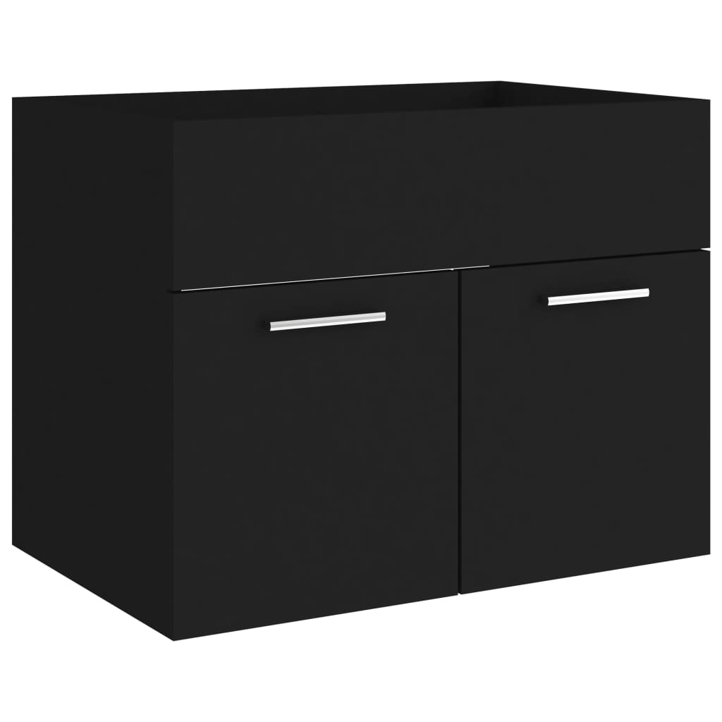 Sink Cabinet Black 60x38.5x46 cm Engineered Wood