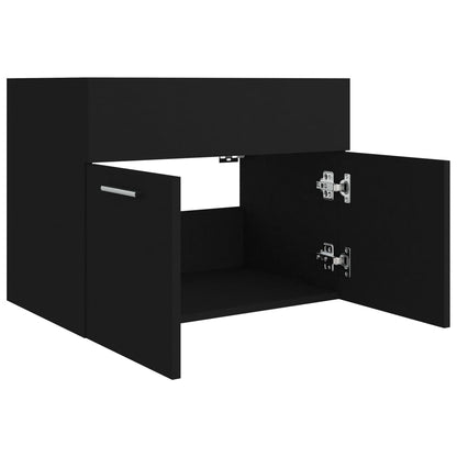 Sink Cabinet Black 60x38.5x46 cm Engineered Wood