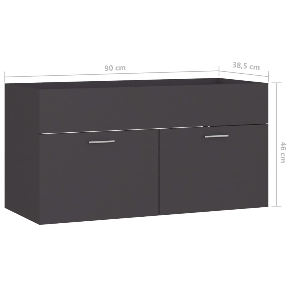 Sink Cabinet Grey 90x38.5x46 cm Engineered Wood