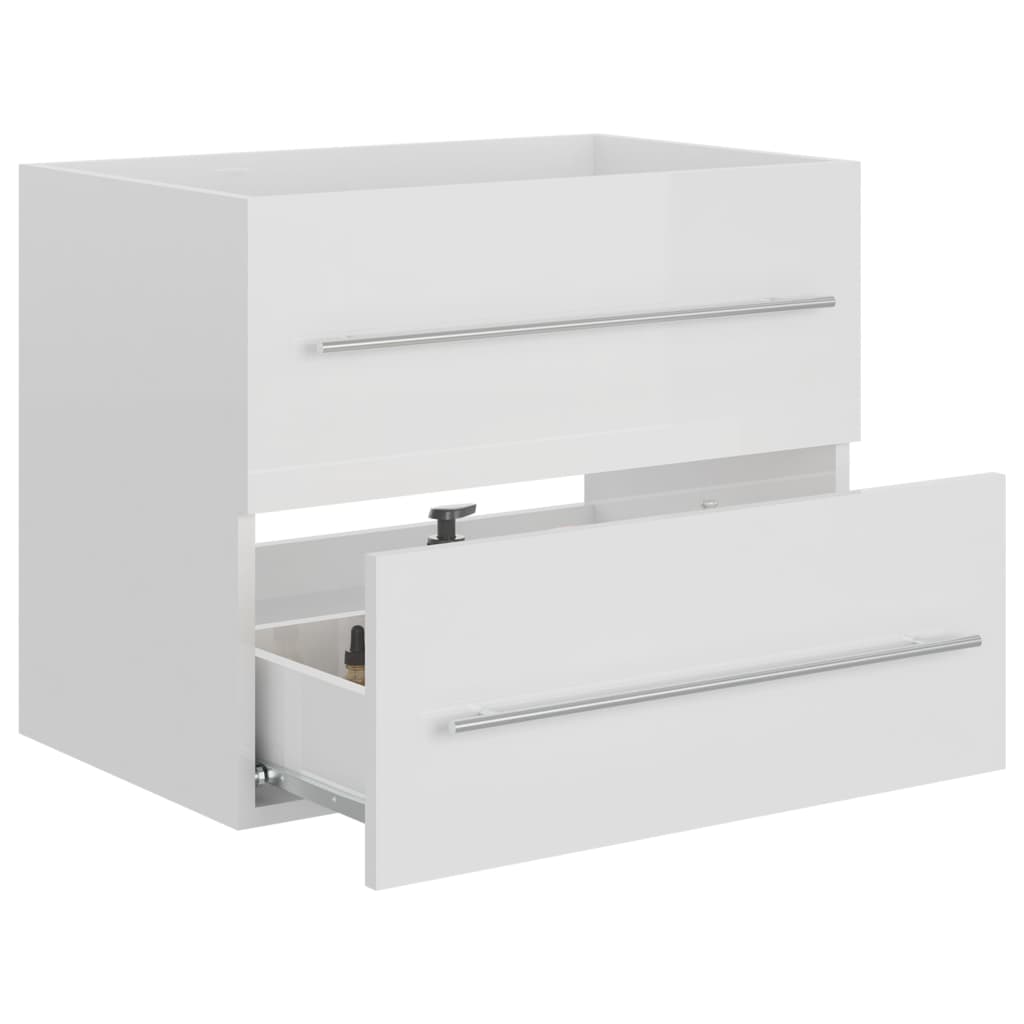 Sink Cabinet High Gloss White 60x38.5x48 cm Engineered Wood