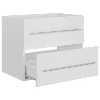 Sink Cabinet High Gloss White 60x38.5x48 cm Engineered Wood