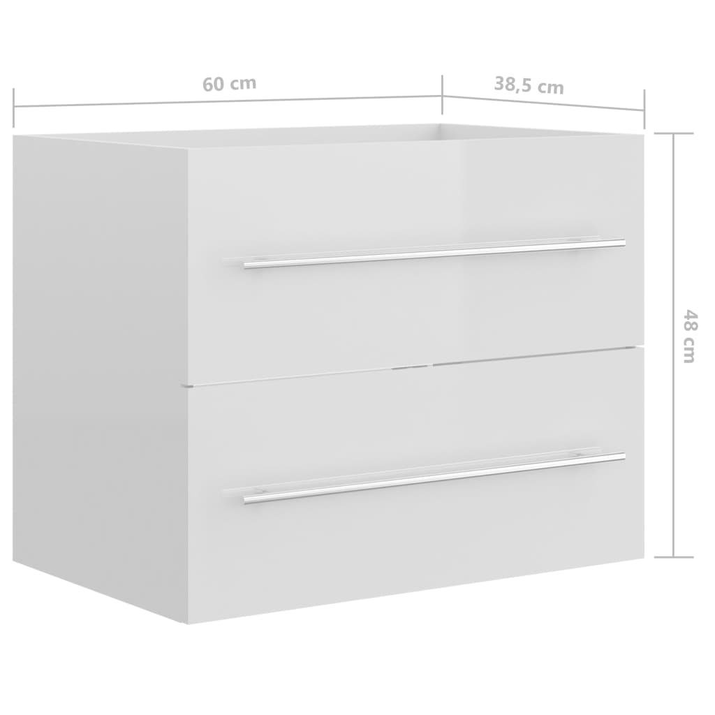 Sink Cabinet High Gloss White 60x38.5x48 cm Engineered Wood