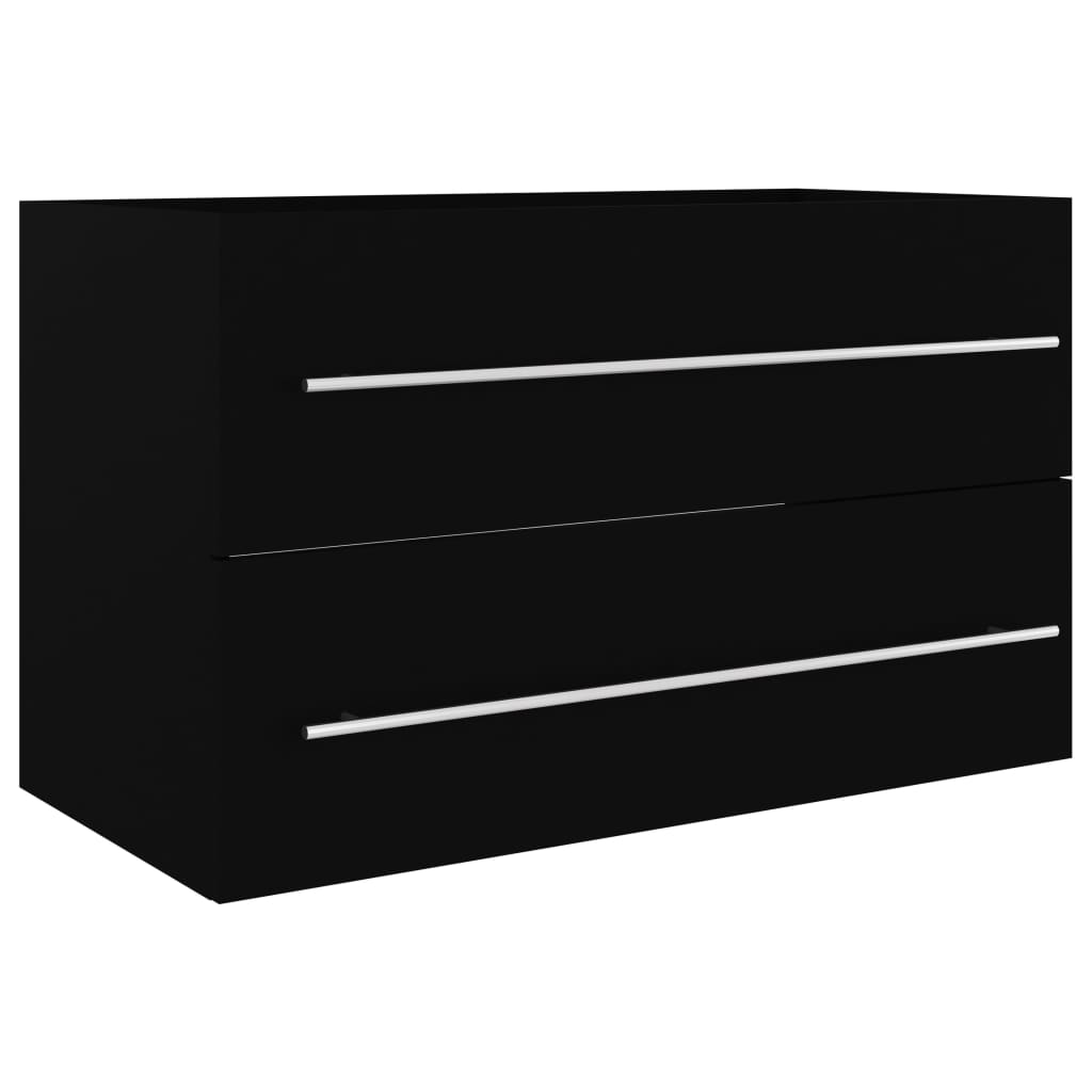 Sink Cabinet Black 80x38.5x48 cm Engineered Wood