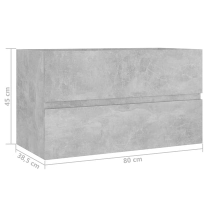 Sink Cabinet Concrete Grey 80x38.5x45 cm Engineered Wood