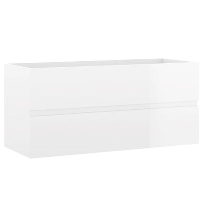 Sink Cabinet High Gloss White 100x38.5x45 cm Engineered Wood