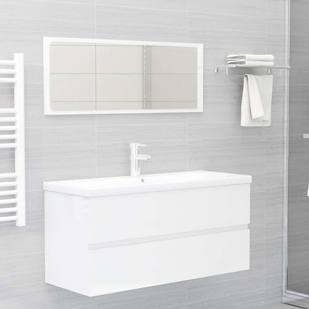 Sink Cabinet High Gloss White 100x38.5x45 cm Engineered Wood