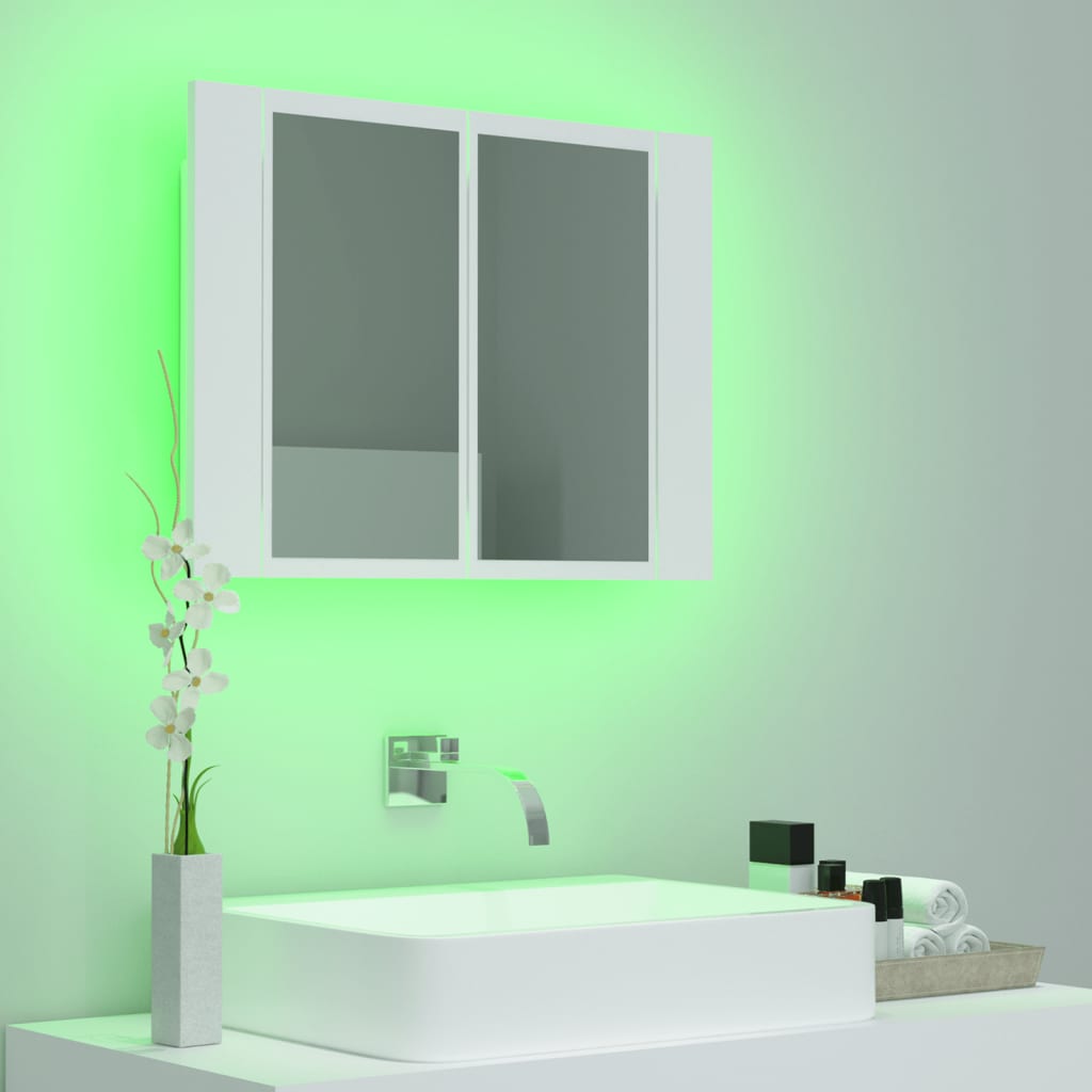 LED Bathroom Mirror Cabinet White 60x12x45 cm Acrylic