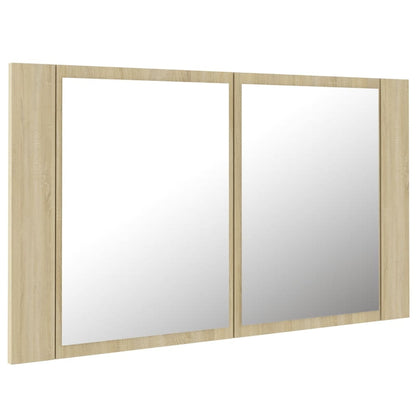 LED Bathroom Mirror Cabinet Sonoma Oak 80x12x45 cm Acrylic