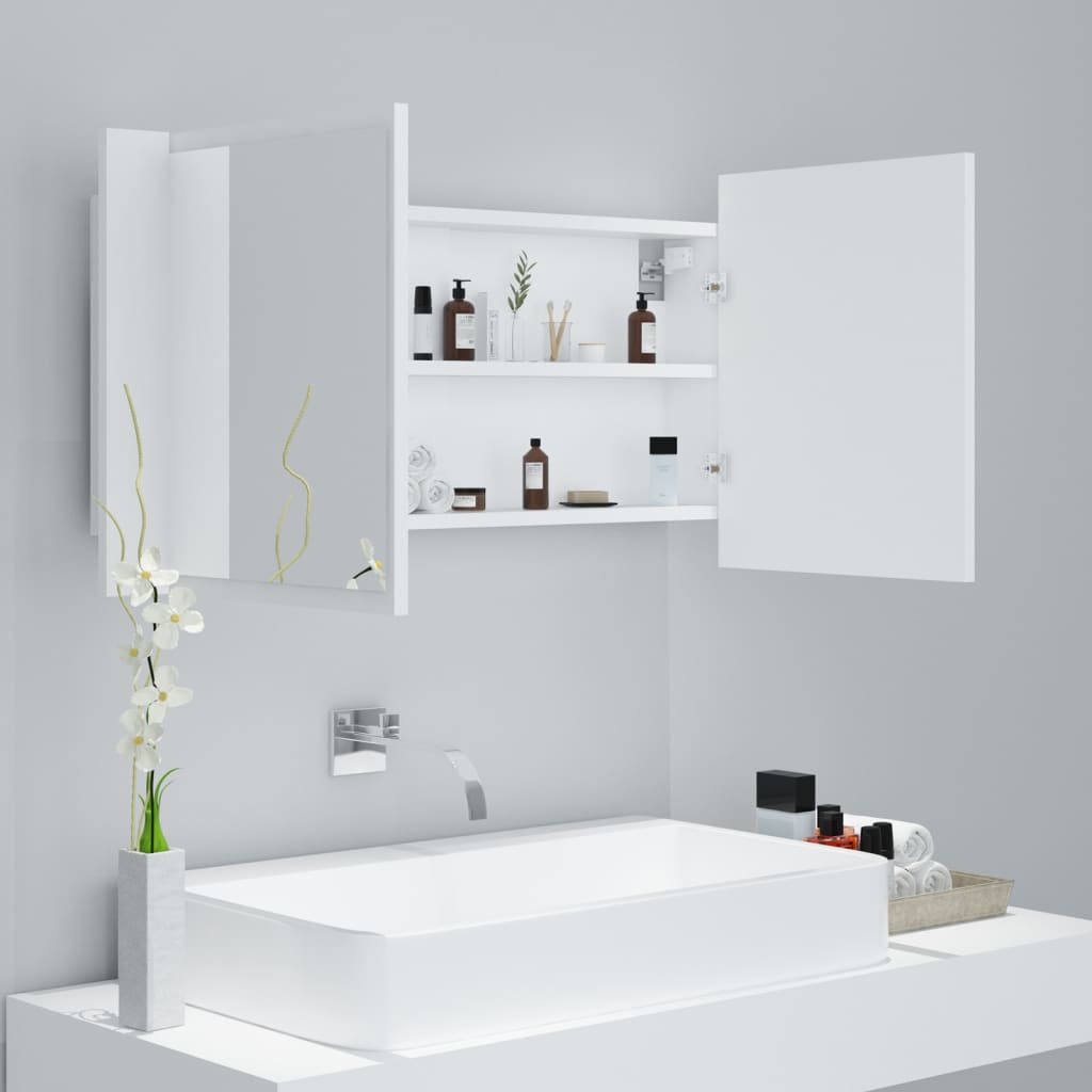 LED Bathroom Mirror Cabinet White 90x12x45 cm Acrylic