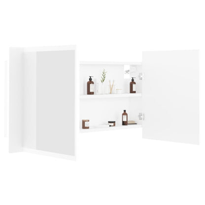 LED Bathroom Mirror Cabinet White 90x12x45 cm Acrylic