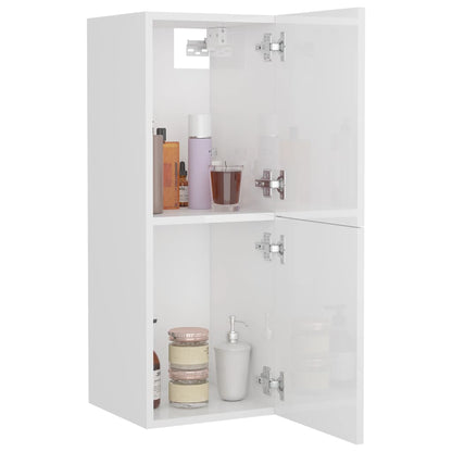 Bathroom Cabinet High Gloss White 30x30x80 cm Engineered Wood