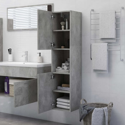 Bathroom Cabinet Concrete Grey 30x30x130 cm Engineered Wood