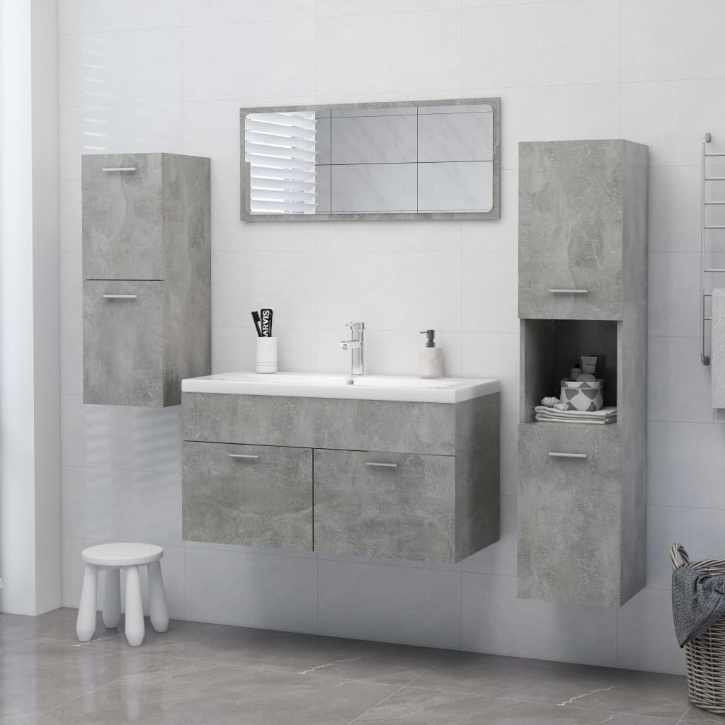 Bathroom Cabinet Concrete Grey 30x30x130 cm Engineered Wood