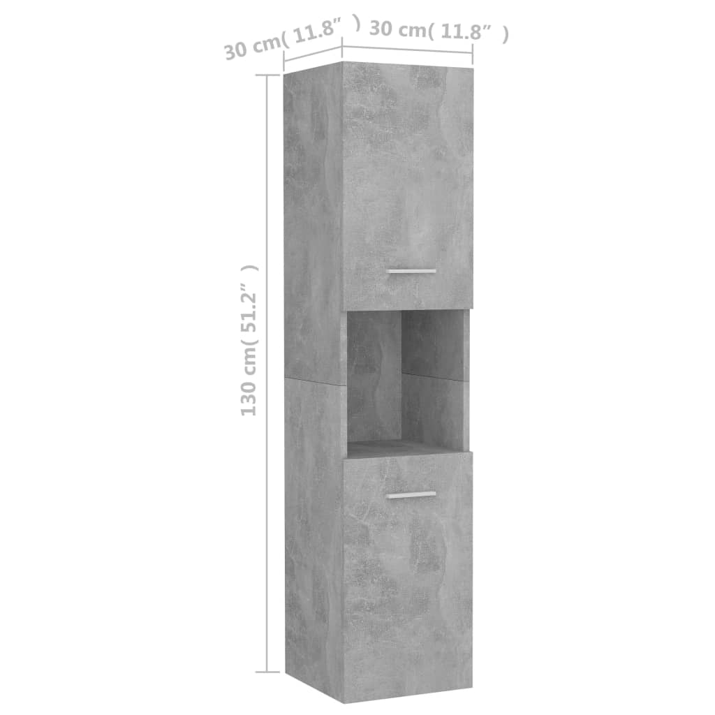 Bathroom Cabinet Concrete Grey 30x30x130 cm Engineered Wood