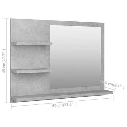 Bathroom Mirror Concrete Grey 60x10.5x45 cm Engineered Wood