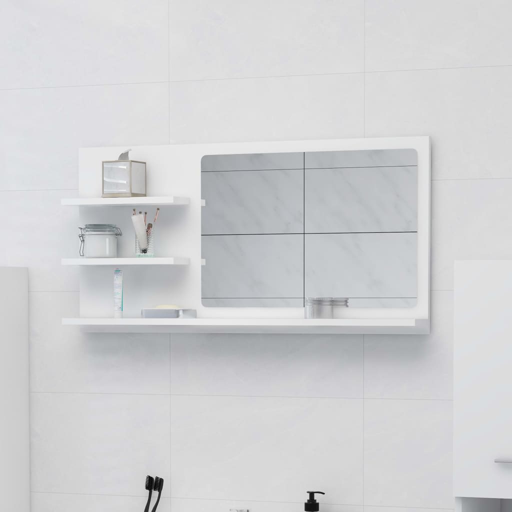 Bathroom Mirror White 90x10.5x45 cm Engineered Wood