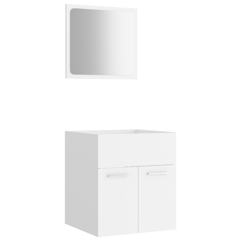 2 Piece Bathroom Furniture Set White Engineered Wood