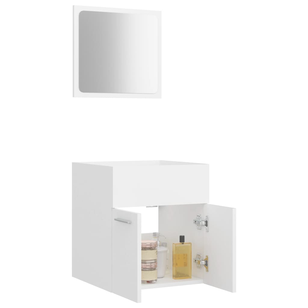 2 Piece Bathroom Furniture Set White Engineered Wood