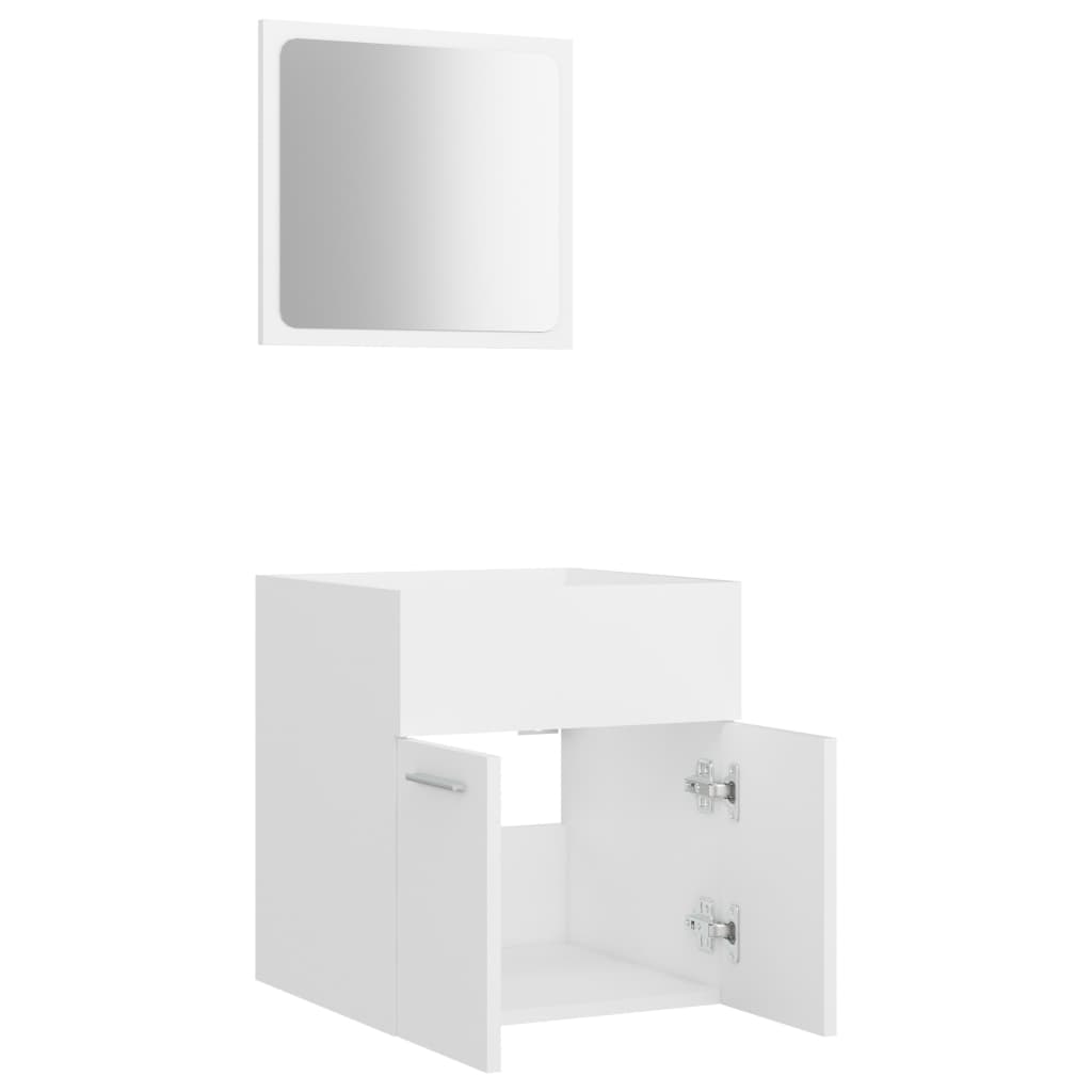 2 Piece Bathroom Furniture Set White Engineered Wood