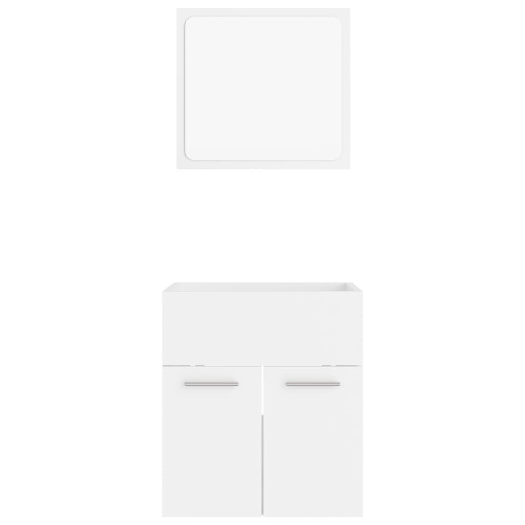 2 Piece Bathroom Furniture Set White Engineered Wood