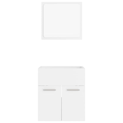 2 Piece Bathroom Furniture Set White Engineered Wood