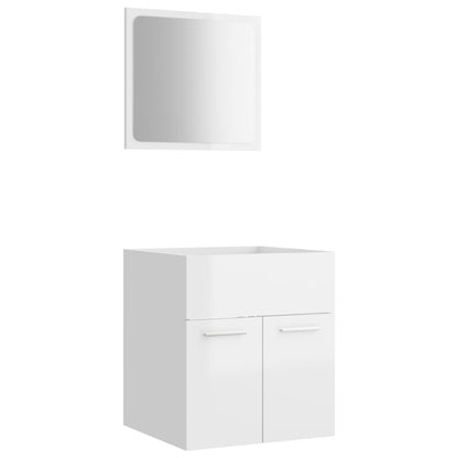 2 Piece Bathroom Furniture Set High Gloss White Engineered Wood