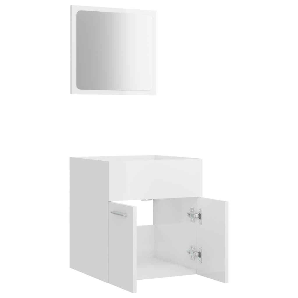 2 Piece Bathroom Furniture Set High Gloss White Engineered Wood