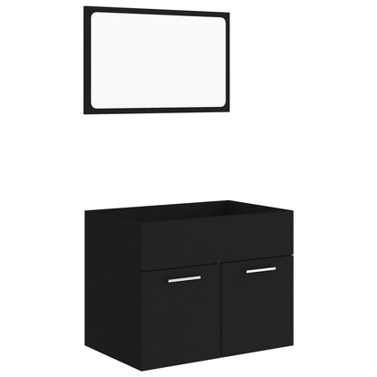 2 Piece Bathroom Furniture Set Black Engineered Wood