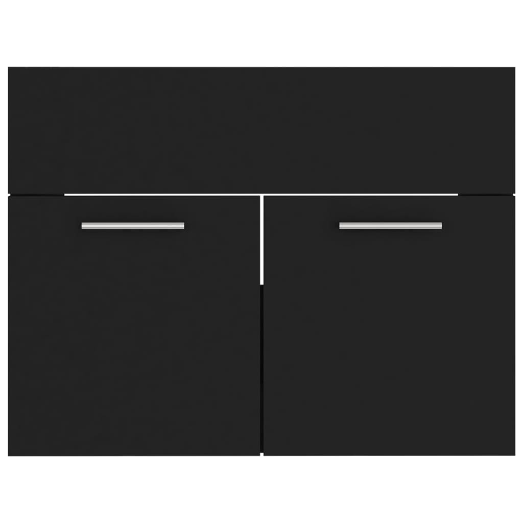 2 Piece Bathroom Furniture Set Black Engineered Wood