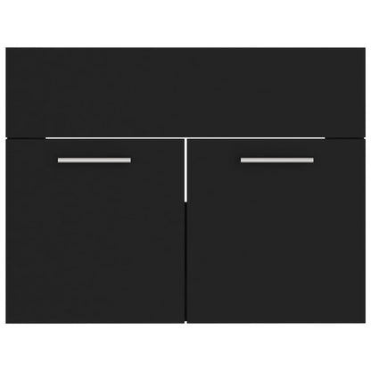 2 Piece Bathroom Furniture Set Black Engineered Wood