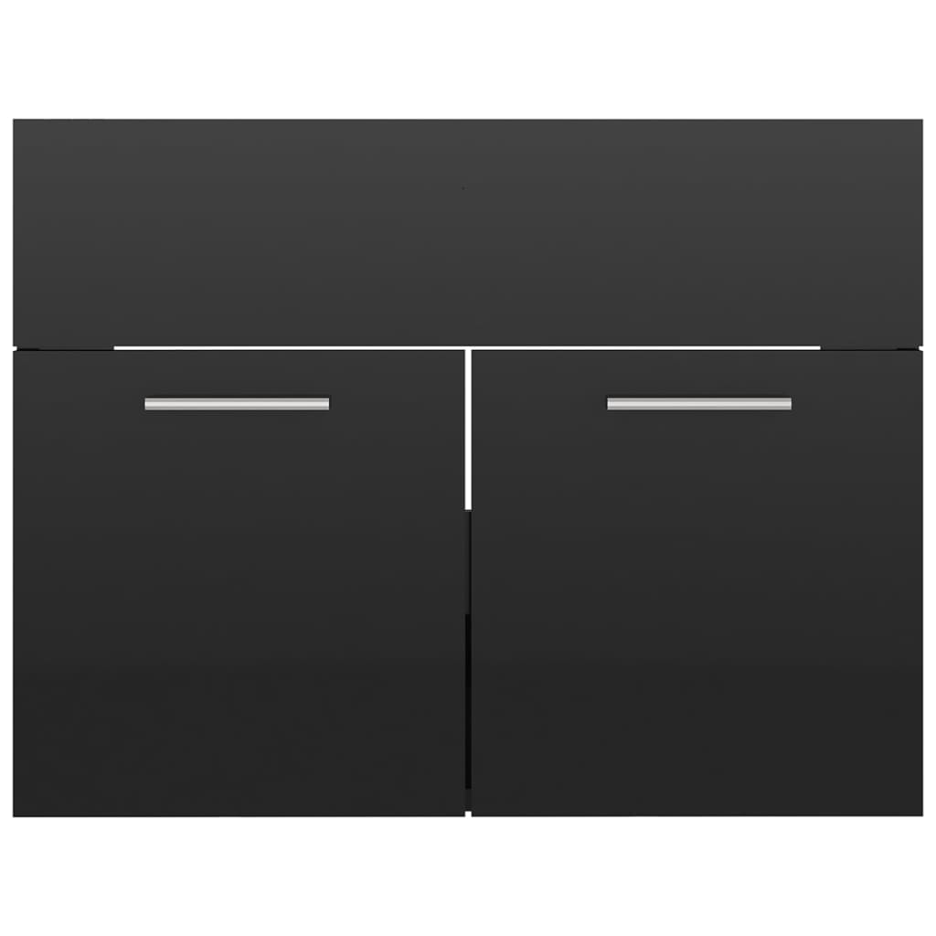 2 Piece Bathroom Furniture Set High Gloss Black Engineered Wood