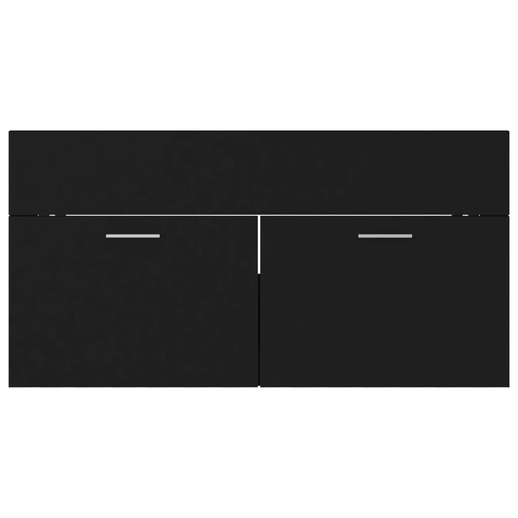 2 Piece Bathroom Furniture Set Black Engineered Wood