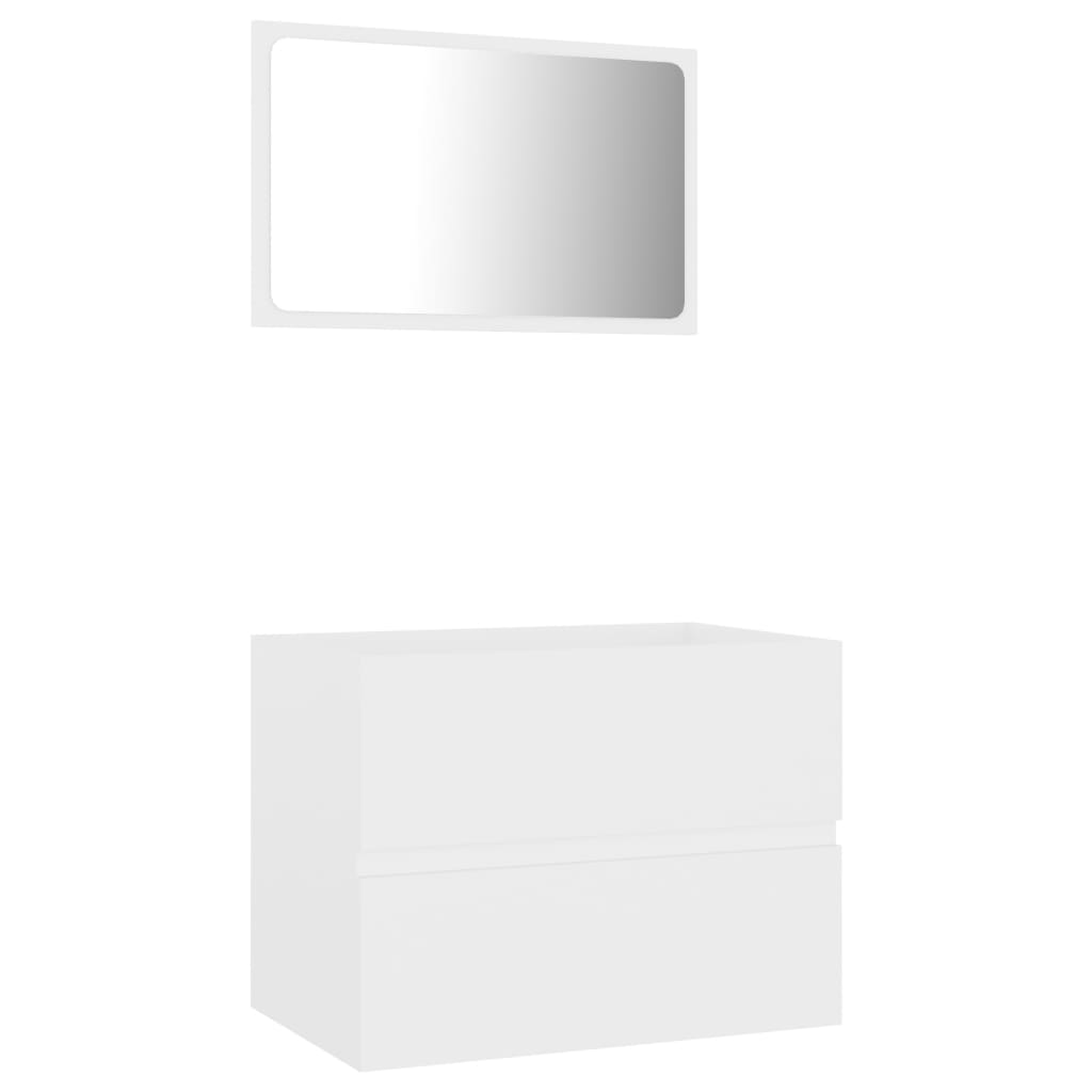 2 Piece Bathroom Furniture Set White Engineered Wood