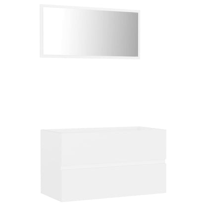 2 Piece Bathroom Furniture Set White Engineered Wood