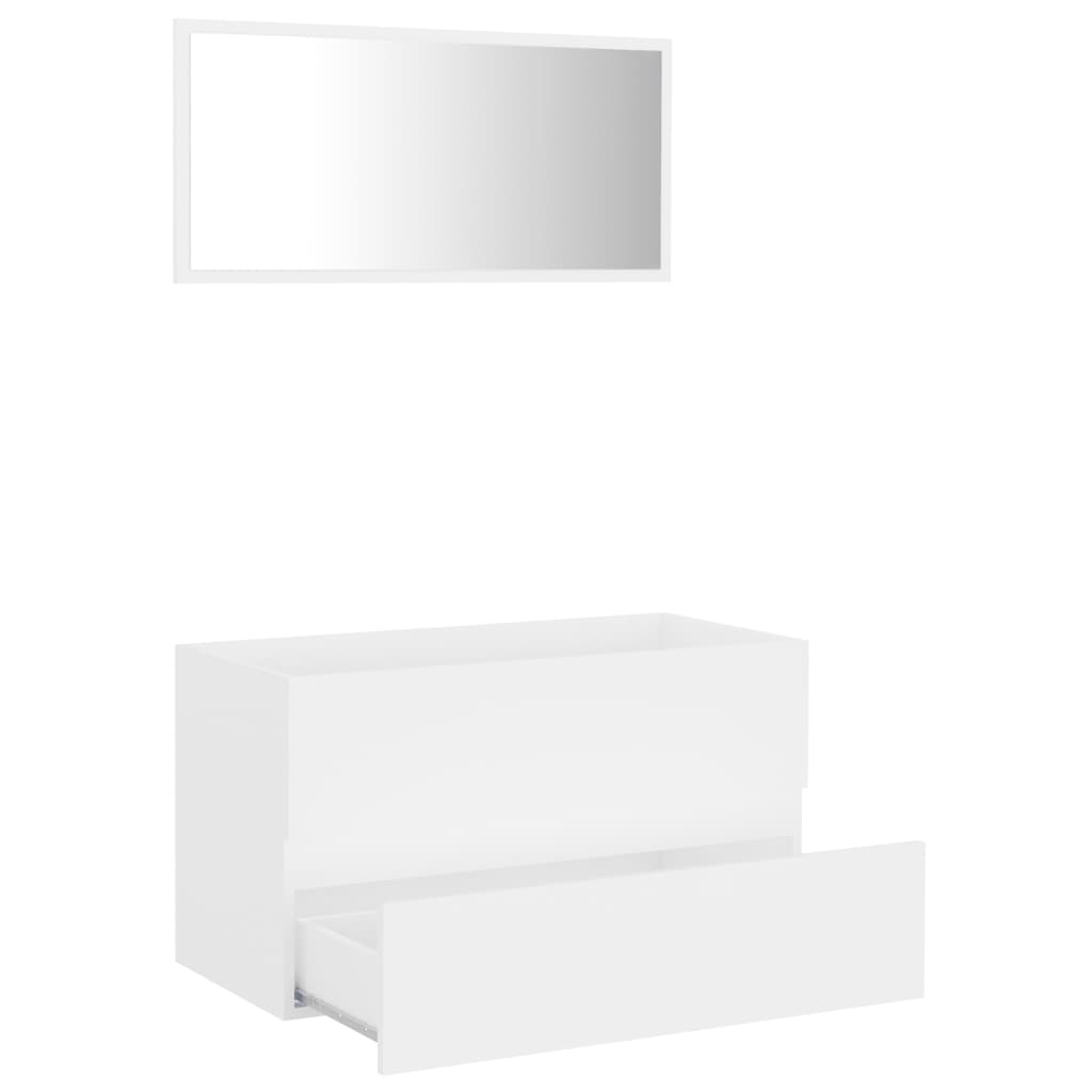 2 Piece Bathroom Furniture Set White Engineered Wood