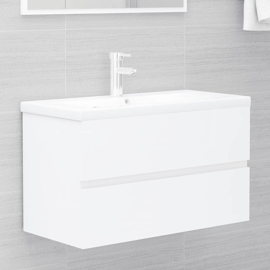 2 Piece Bathroom Furniture Set White Engineered Wood