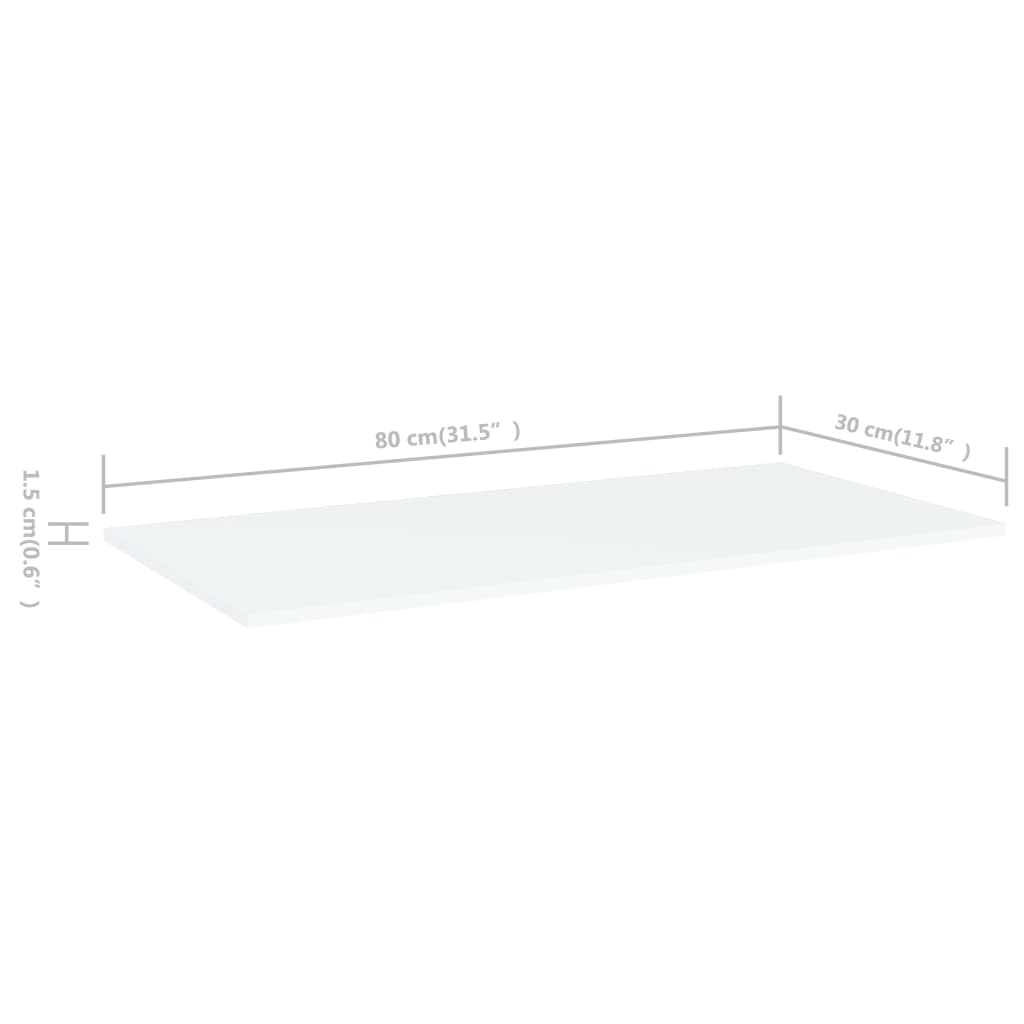 Bookshelf Boards 8 pcs White 80x30x1.5 cm Engineered Wood