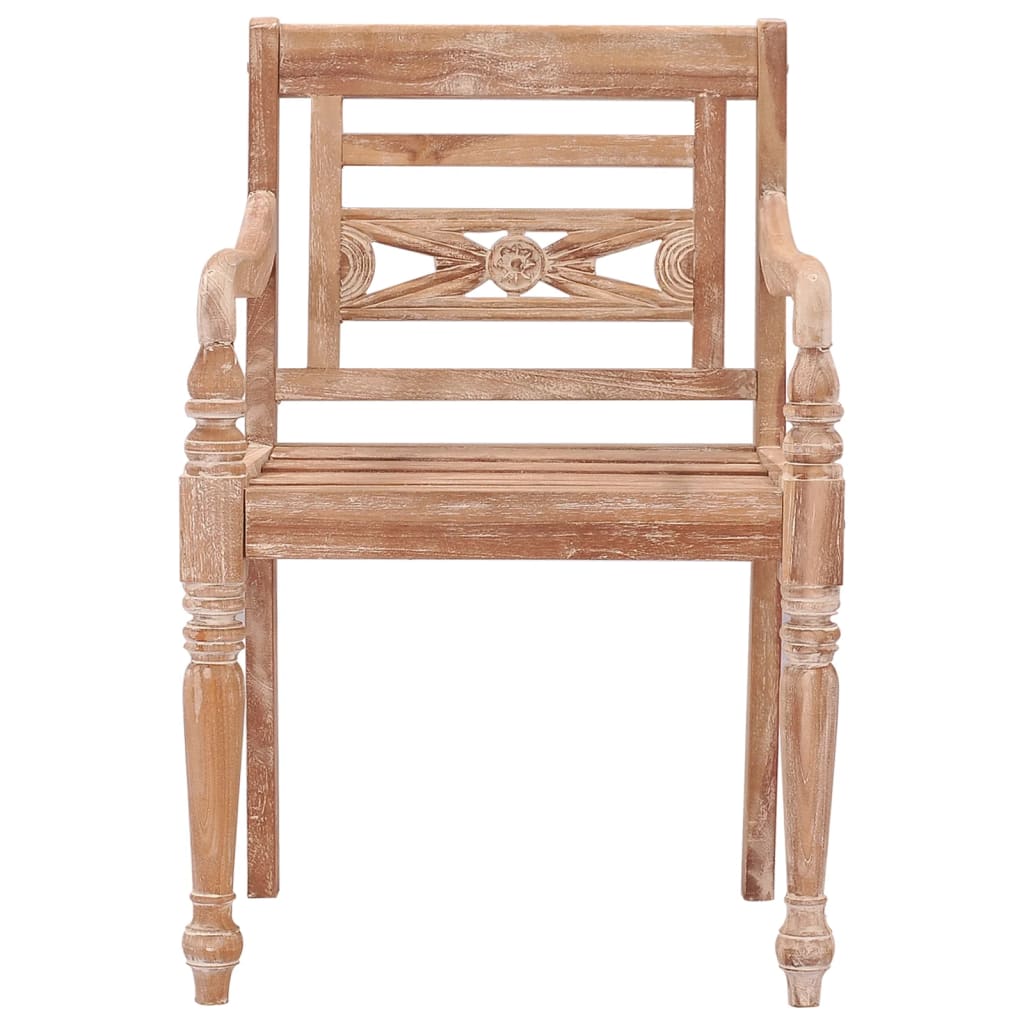 Batavia Chairs 2 pcs White Wash Solid Teak Wood