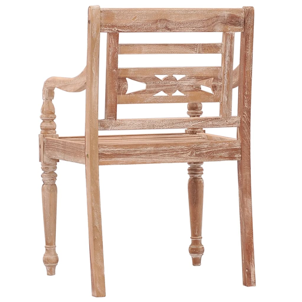 Batavia Chairs 2 pcs White Wash Solid Teak Wood