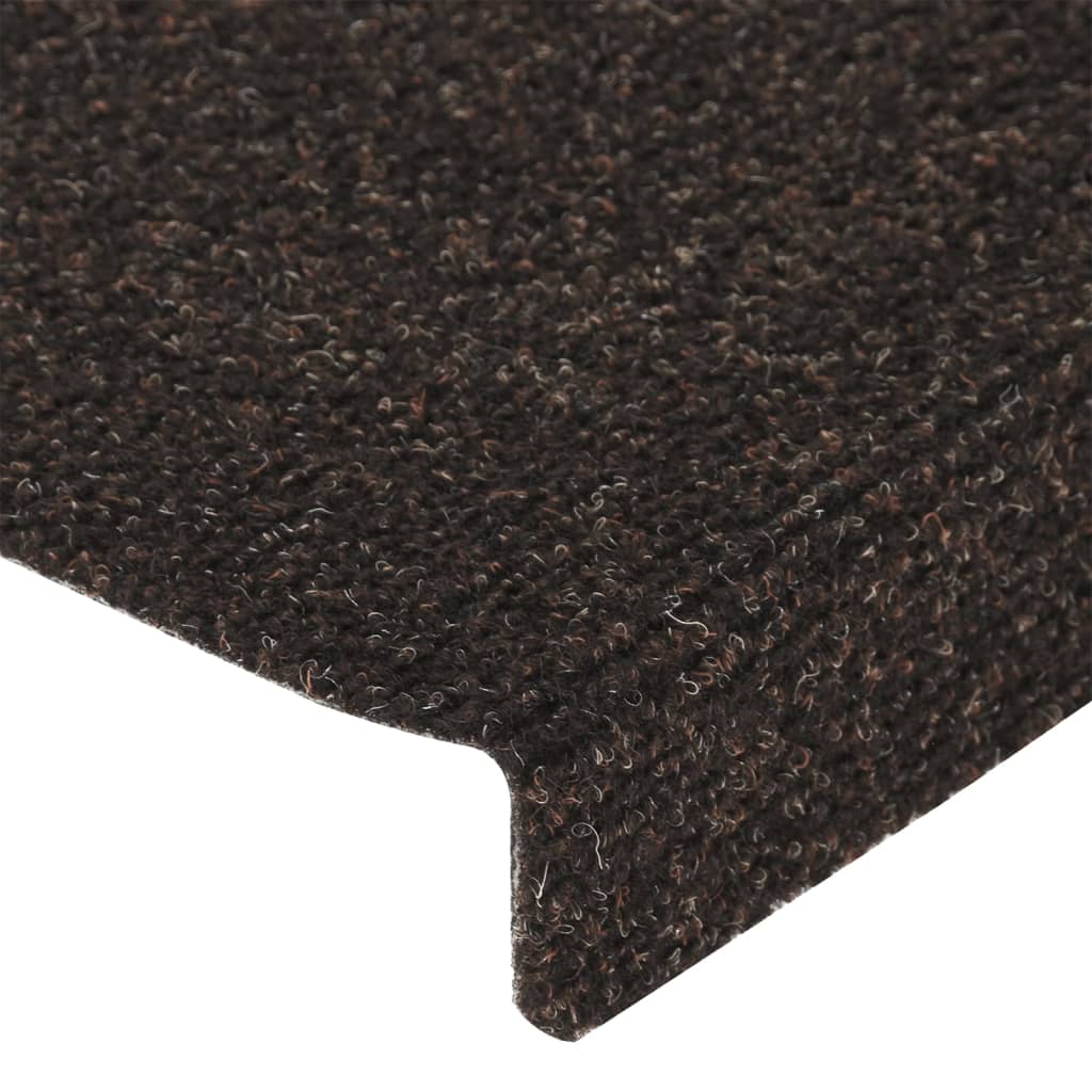 Stair Mats 15 pcs Needle Punch 65x21x4 cm Dark Brown