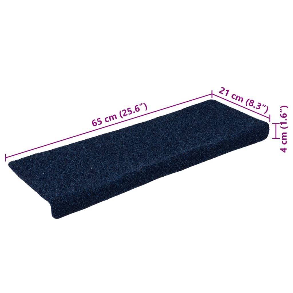 Stair Mats 15 pcs Needle Punch 65x21x4 cm Blue