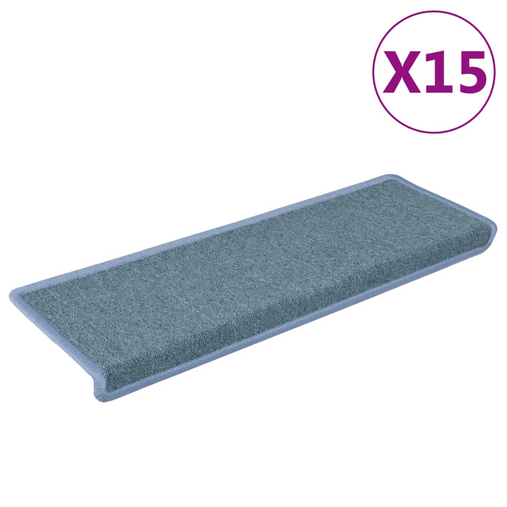 Carpet Stair Treads 15 pcs 65x21x4 cm Blue