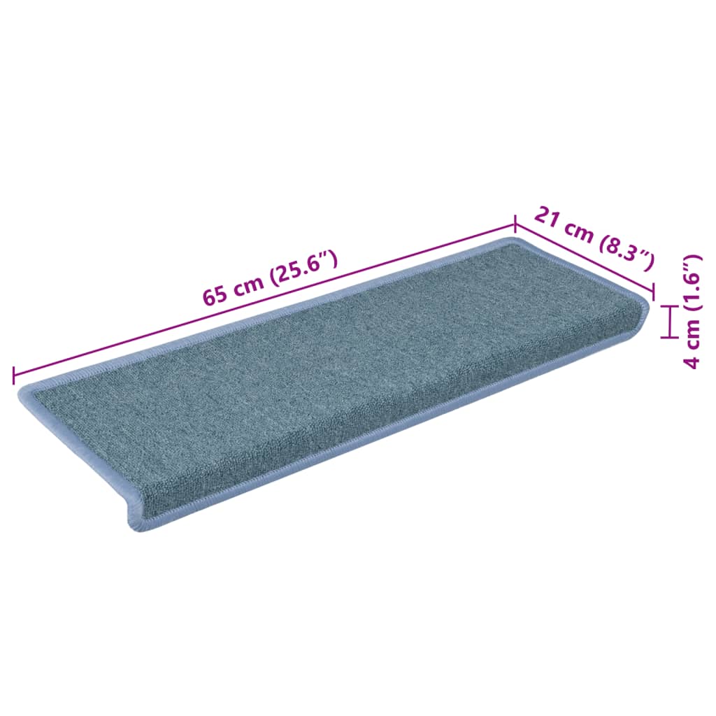 Carpet Stair Treads 15 pcs 65x21x4 cm Blue