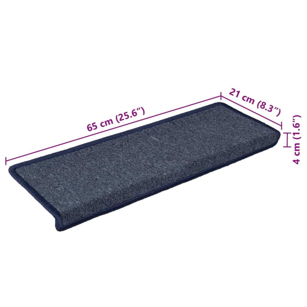 Carpet Stair Treads 15 pcs 65x21x4 cm Grey and Blue