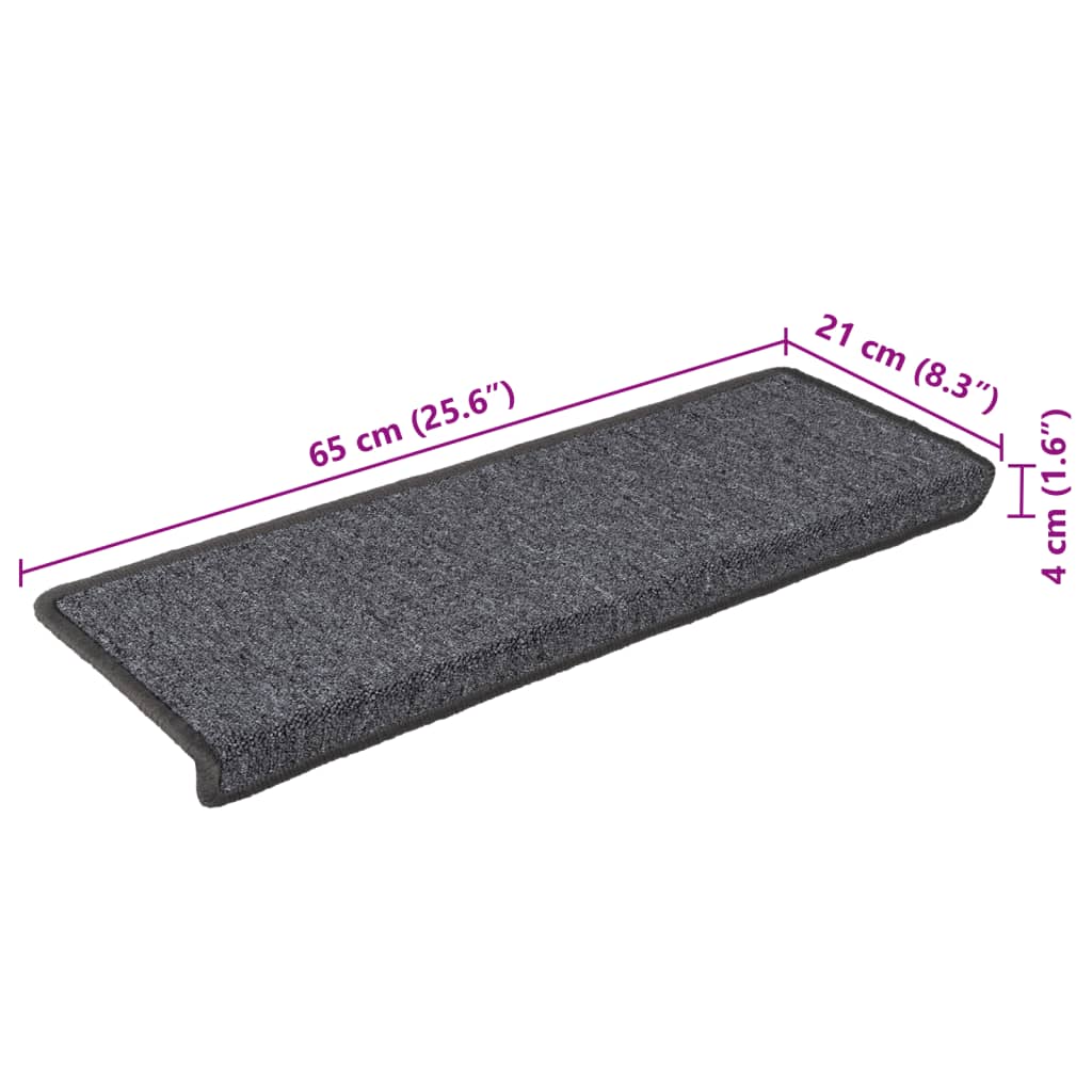 Carpet Stair Treads 15 pcs 65x21x4 cm Grey and Black