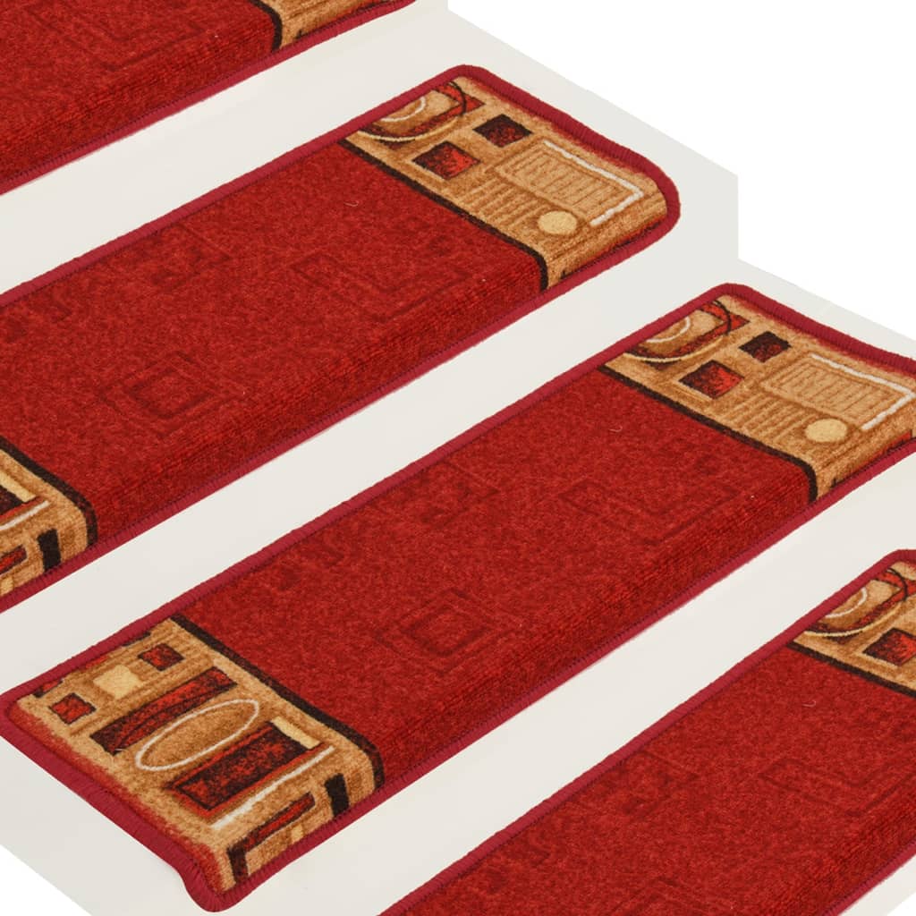 Stair Mats Self-adhesive 15 pcs 65x21x4 cm Red