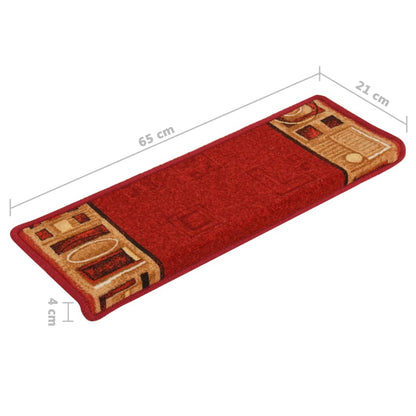 Stair Mats Self-adhesive 15 pcs 65x21x4 cm Red